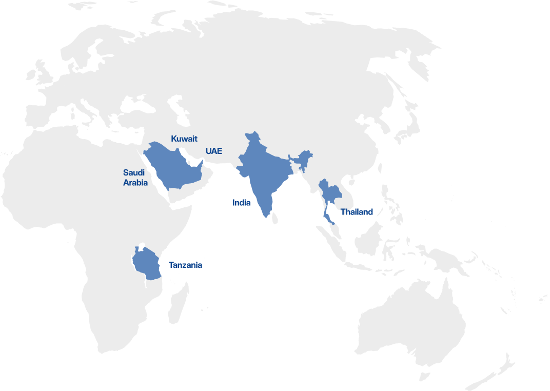Map of Asia with Highlighted Countries